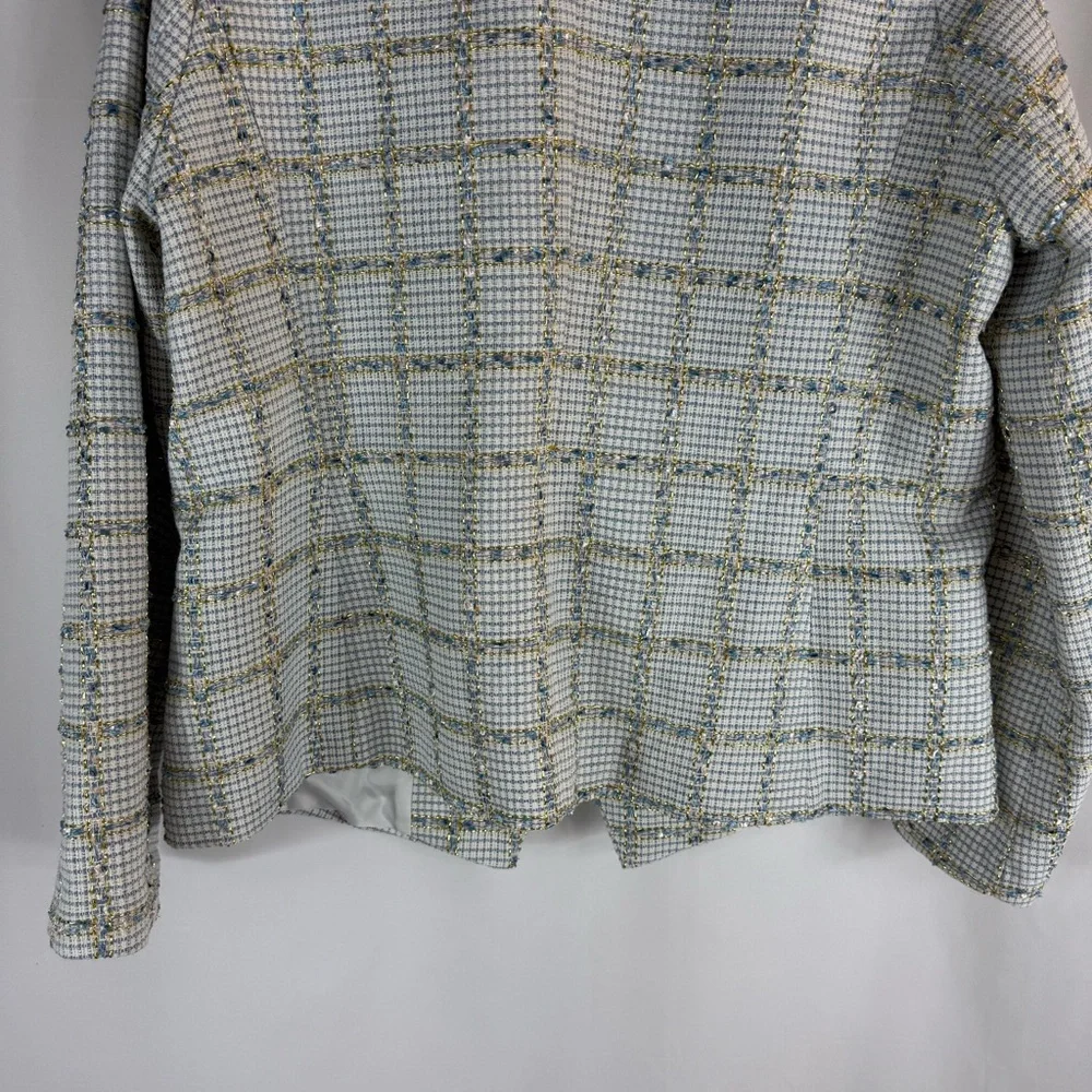 Rachel Zoe tweed blazer size: XL white and blue color With Gold Button - Picture 11 of 13